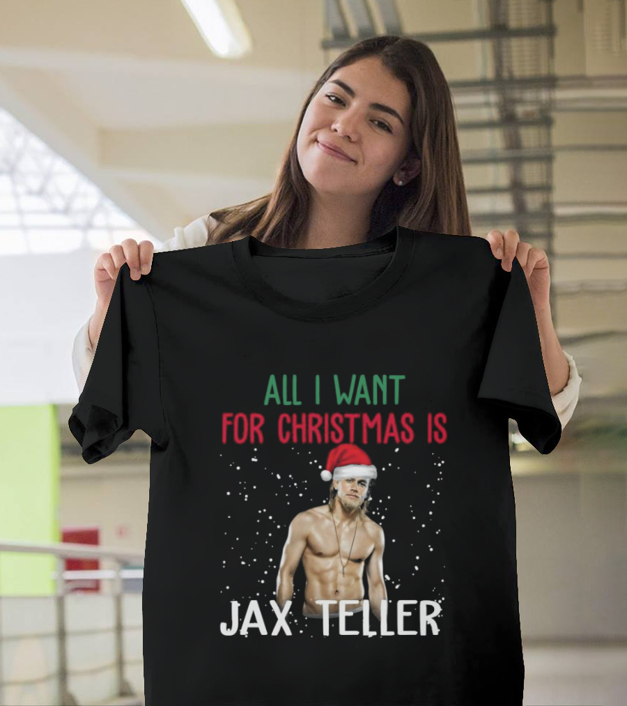 All I Want For Christmas Is Jax Teller Santa Hat Snowflakes T-Shirt