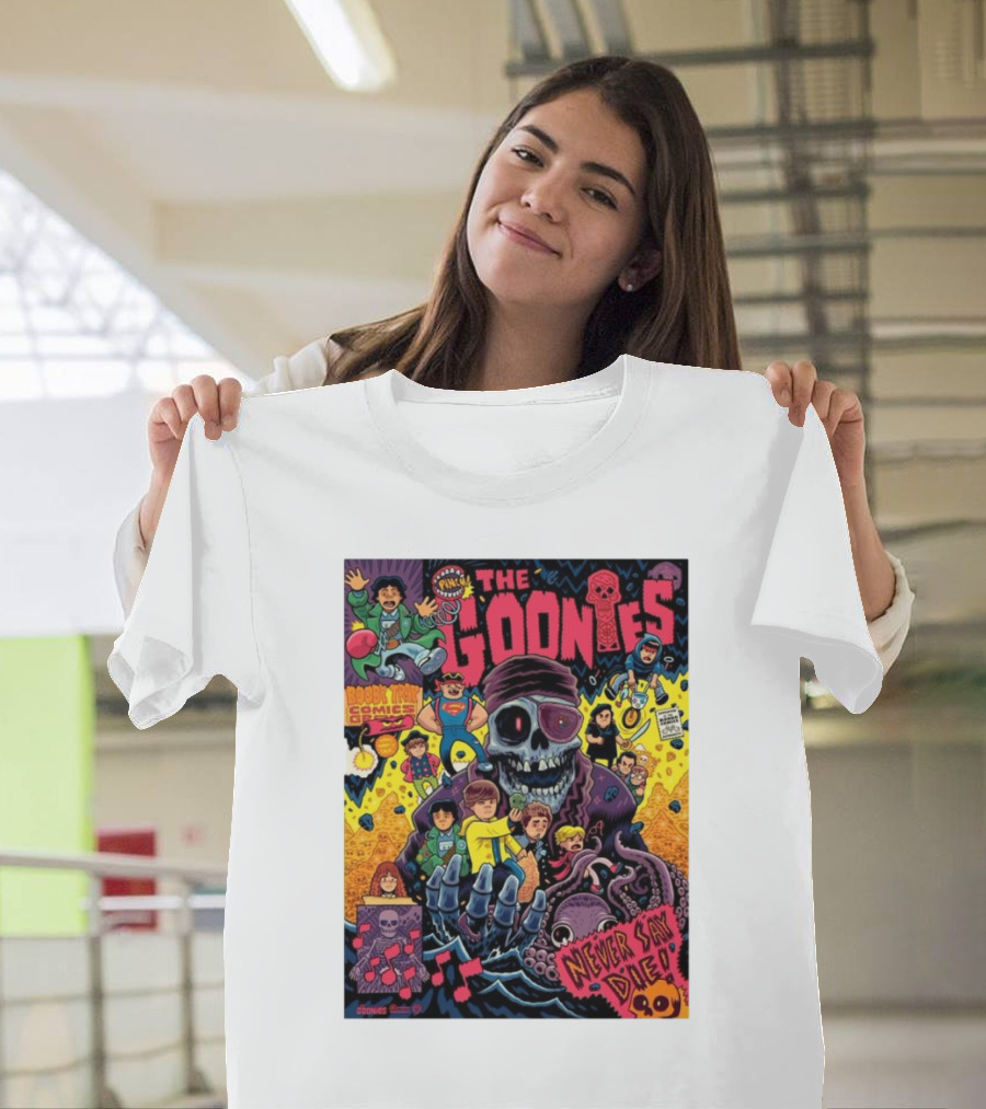 The Goonies Booby Trap Comics Never Say Die Adventure Comic Cover T-Shirt