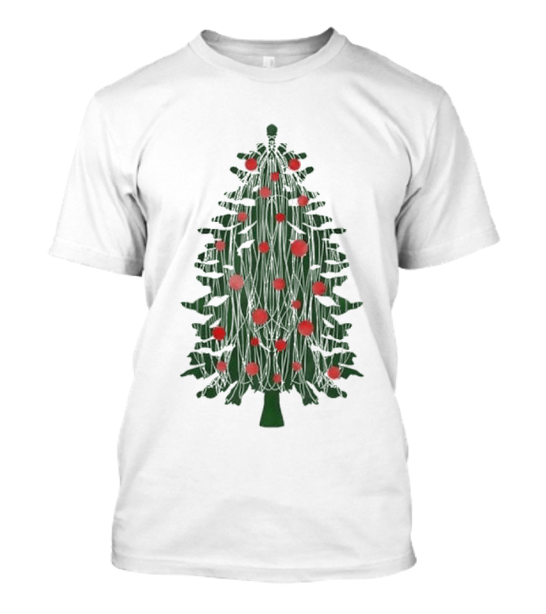 Tinsel Christmas Tree With Red Ornaments T-Shirt
