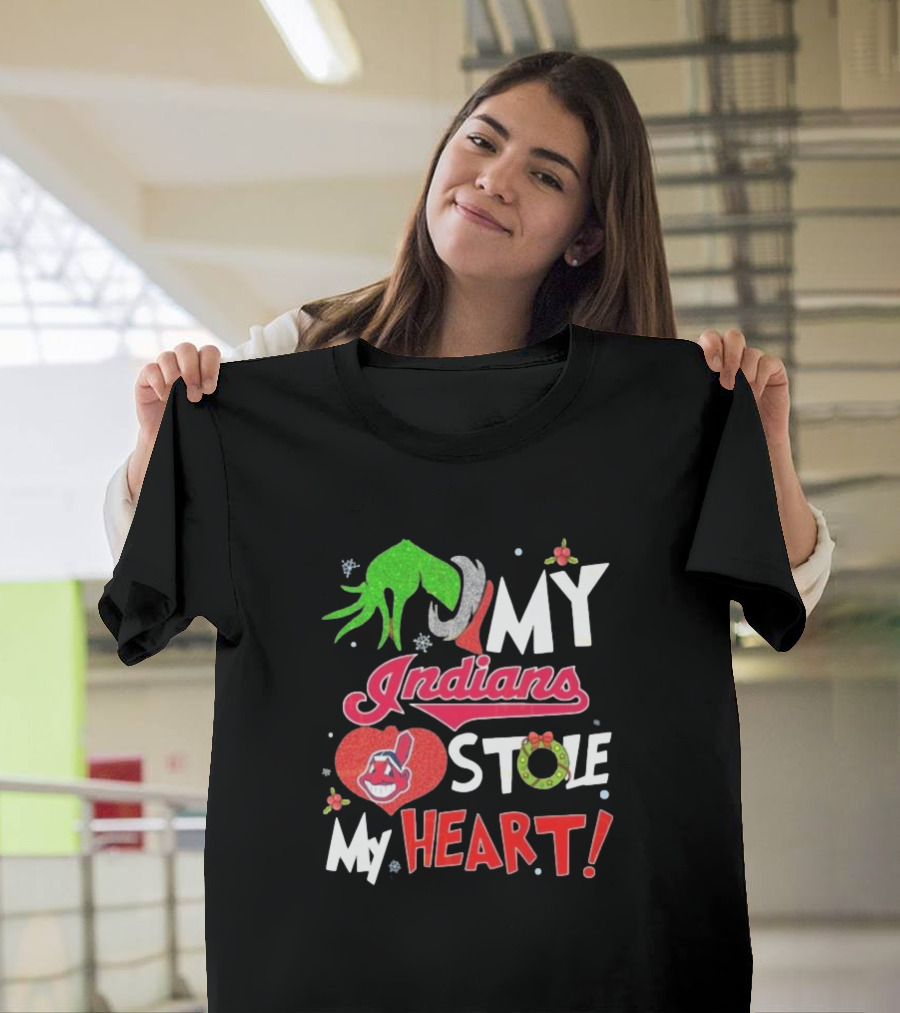 My Indians Stole My Heart Grinch Hand T-Shirt