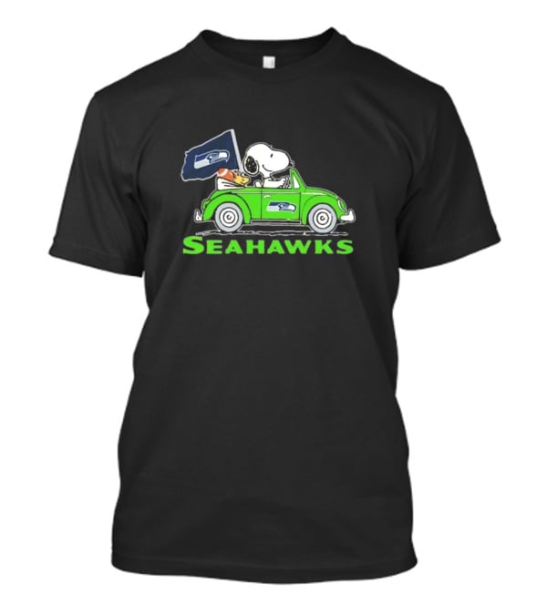 Snoopy And Woodstock Driving Seattle Seahawks Car T-Shirt