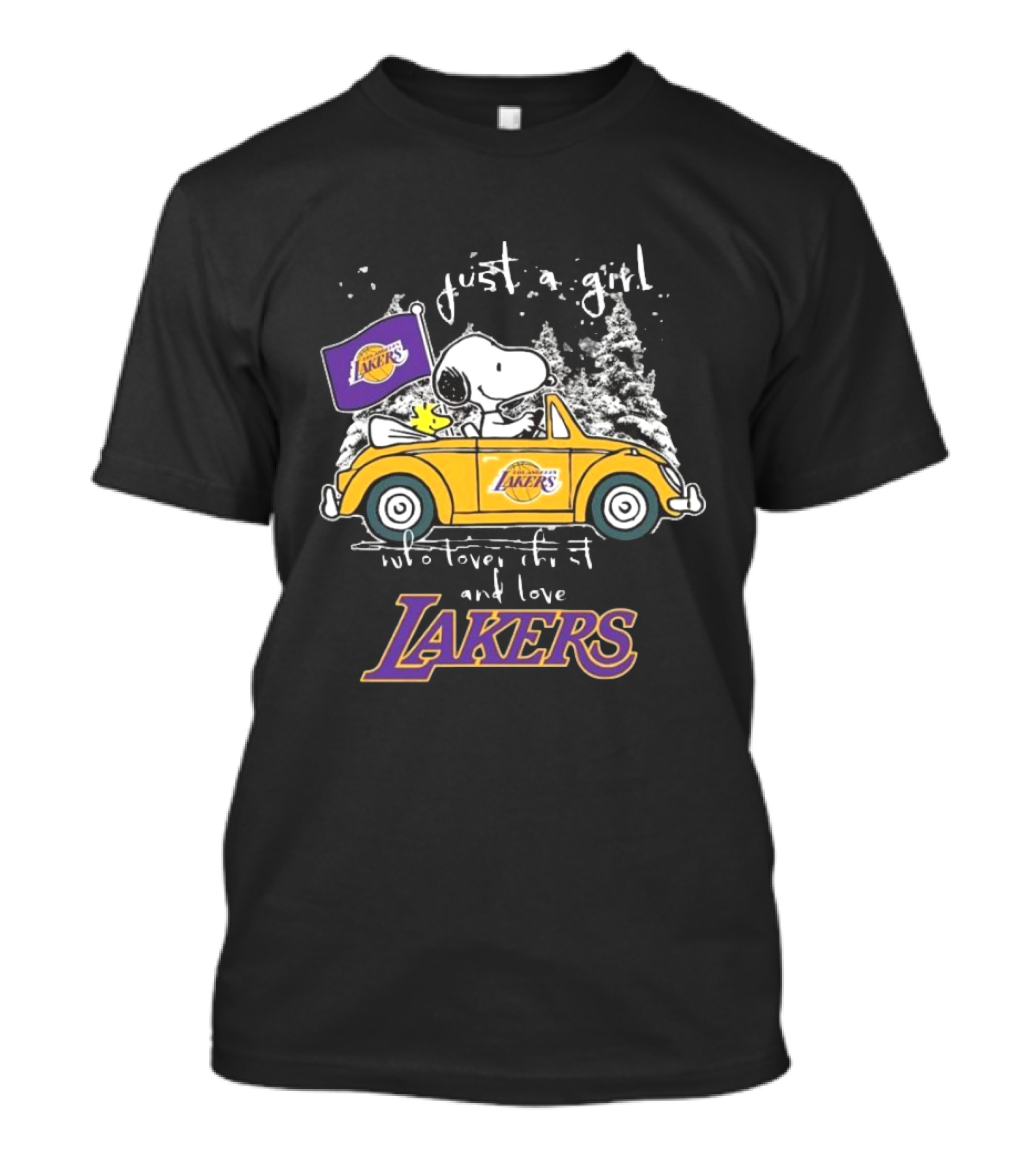 Snoopy And Woodstock Just A Girl Who Loves Christmas And Los Angeles Lakers NBA T-Shirt
