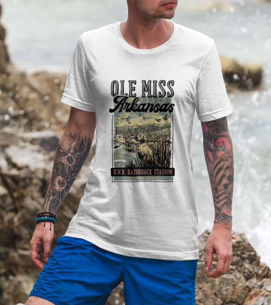 Ole Miss Versus Arkansas D.W.R. Razorback Stadium Fayetteville Game Day T-Shirt