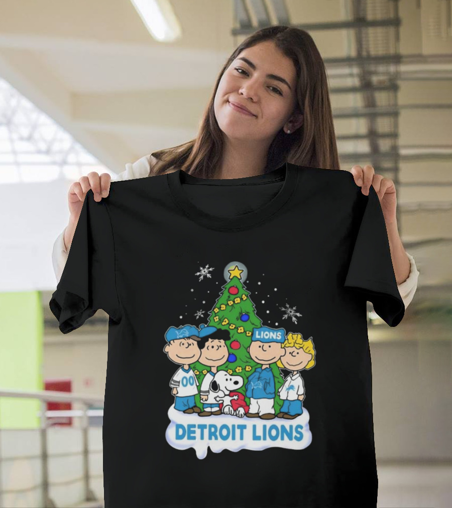 Peanuts Detroit Lions Merry Christmas T-Shirt