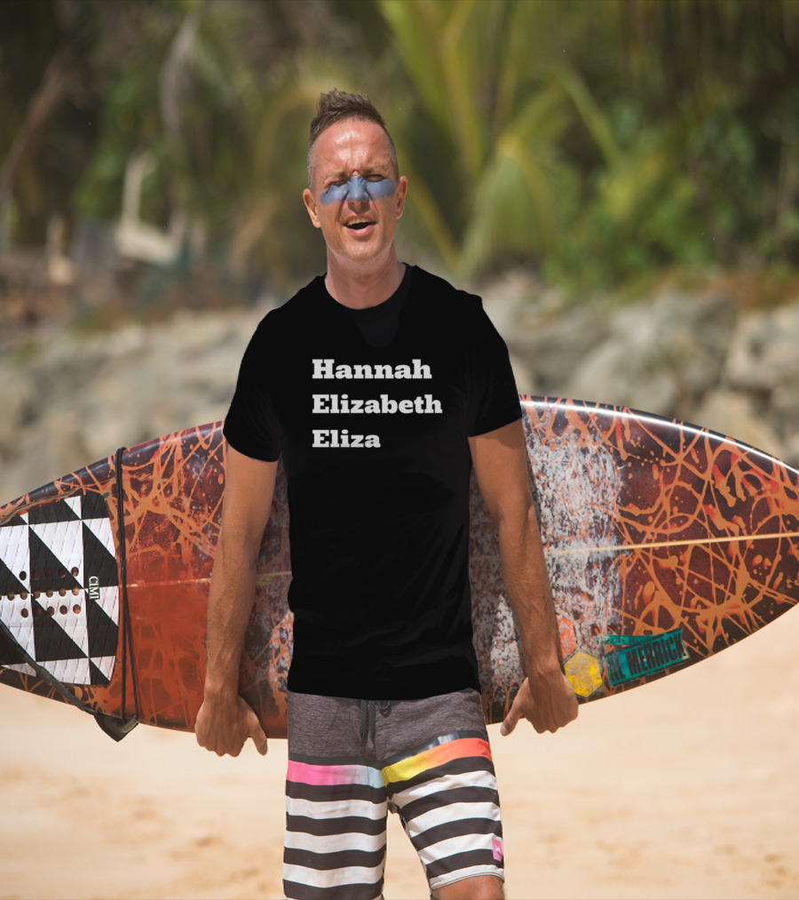 Hannah Elizabeth Eliza Text Stack Bold Font T-Shirt