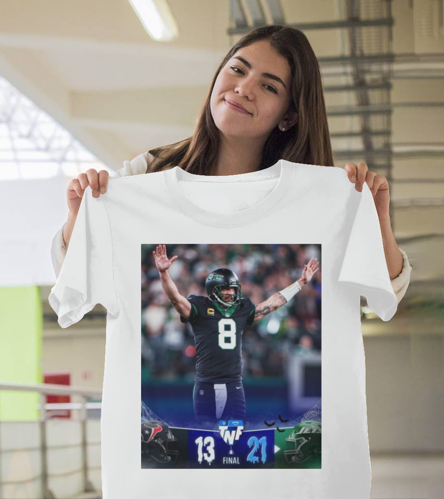 Aaron Rodgers Leads NY Jets to Victory Over Houston Texans 21-13 TNF Final with 3 TDs in 2nd Half T-Shirt