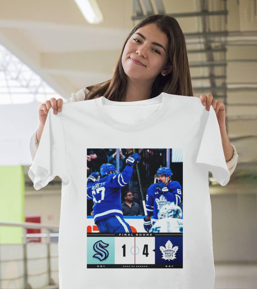 Final Score Seattle Kraken vs Toronto Maple Leafs 1 4 2024 25 Season T-Shirt