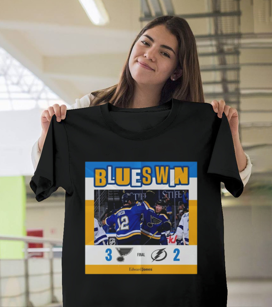 Blues Win NHL Final St. Louis Blues vs Tampa Bay Lightning 3-2 Score T-Shirt