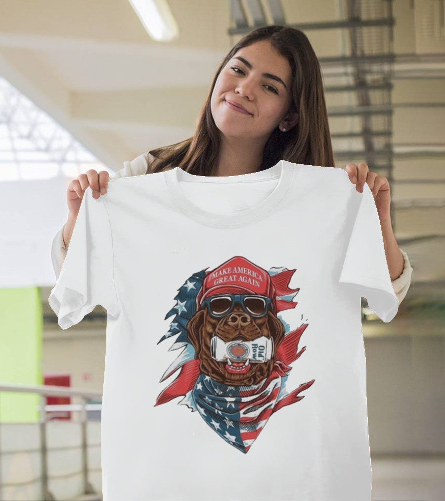 Make America Great Again Dog Old Row American Flag Bandana T-Shirt