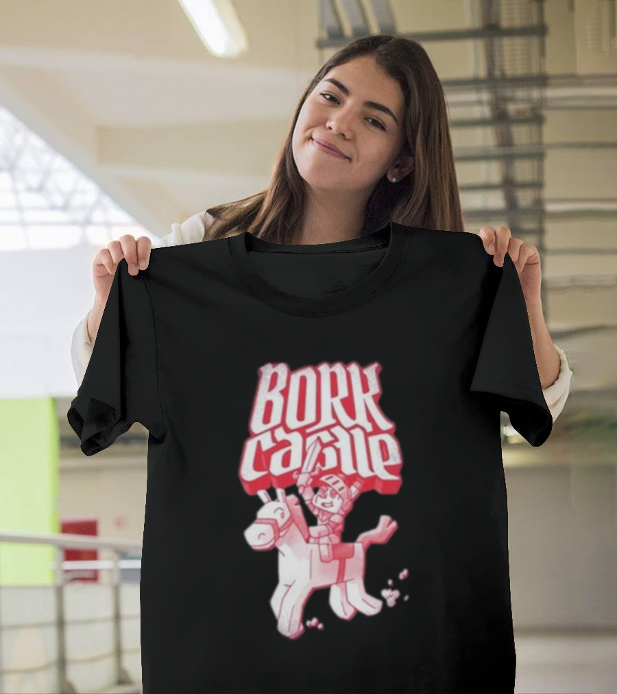Bork Castle Cartoon Knight Riding Horse T-Shirt
