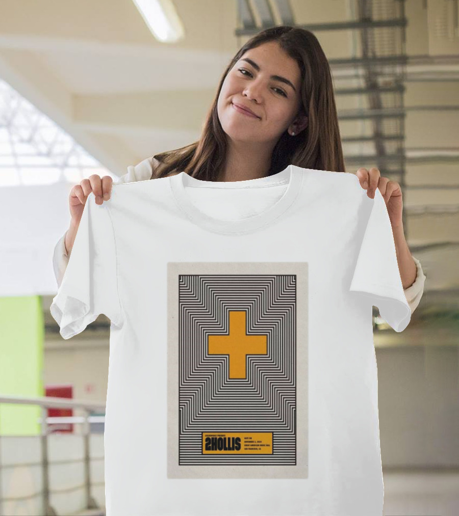 2hollis Great American Music Hall San Francisco November 5 2024 Yellow Cross T-Shirt