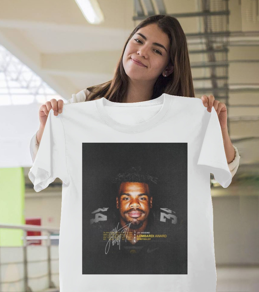 Iowa Hawkeyes Jay Higgins Lombardi Award Semifinalist Signature T-Shirt