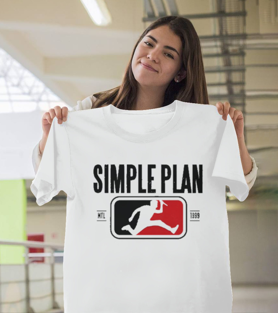 SIMPLE PLAN SP MTL 1999 Baseball Style Logo Jumping Figure T-Shirt