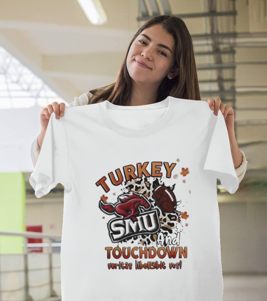 SMU Mustangs Turkey Touchdown Veritas Liberabit Vos T-Shirt