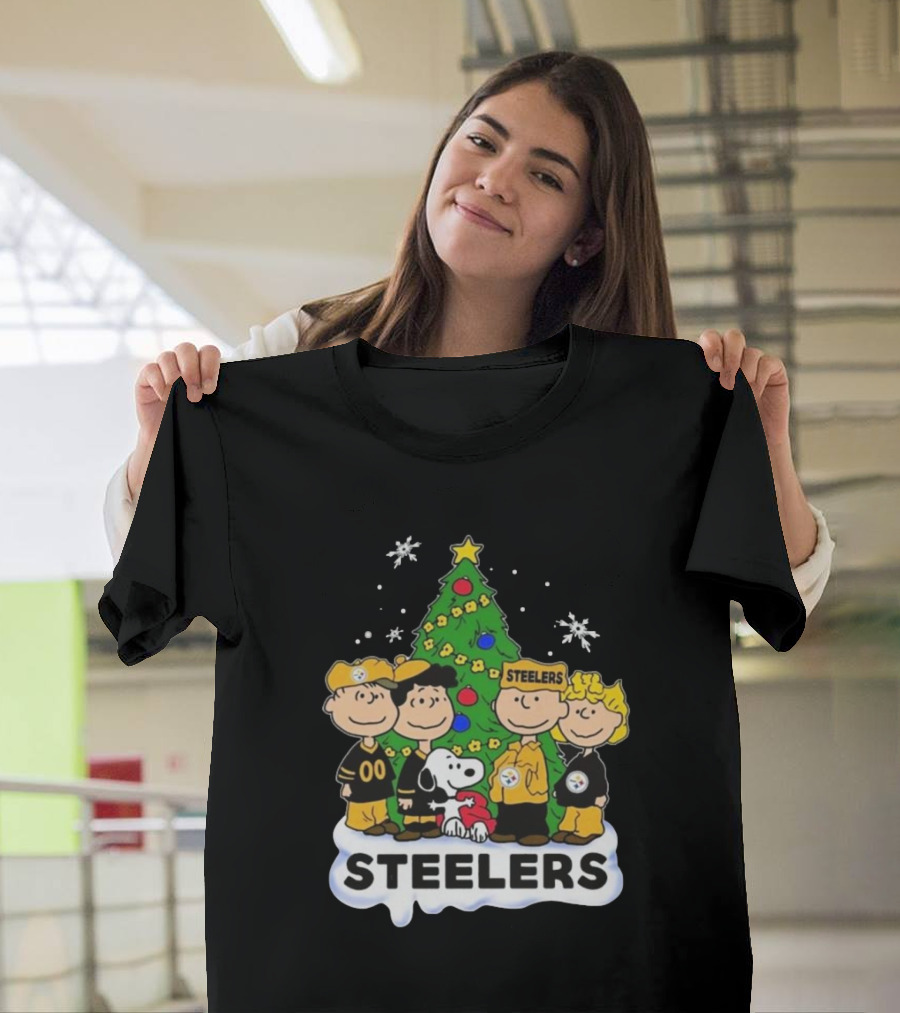 Peanuts Characters Pittsburgh Steelers Christmas T-Shirt