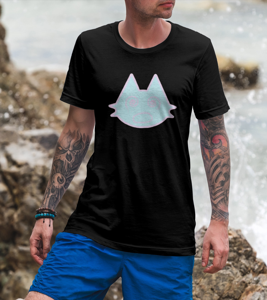 Sinjin Drowning Dizzy Cat Pastel Swirl Face T-Shirt