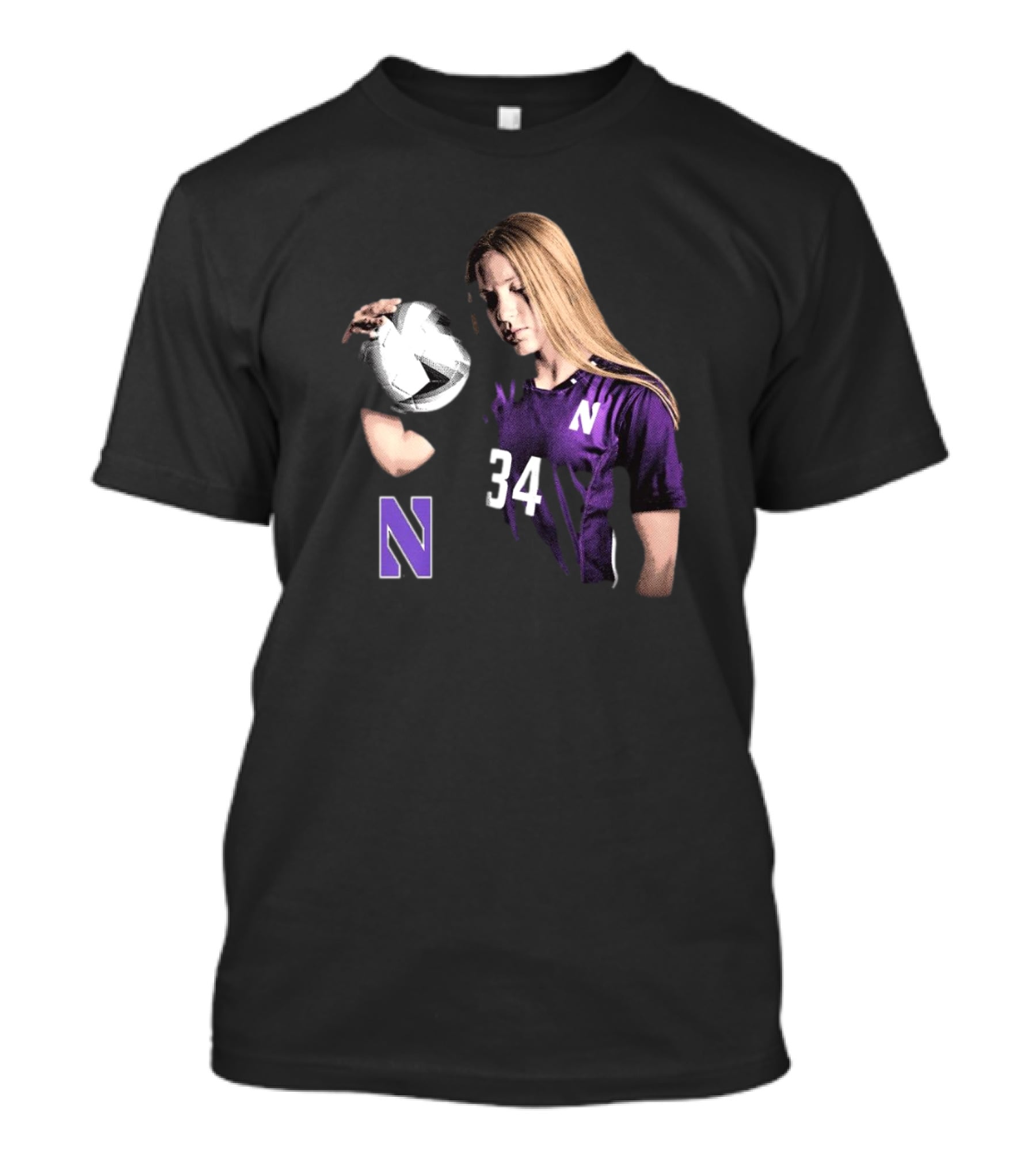 Ava Goodwin Northwestern Soccer Number 34 Spotlight T-Shirt