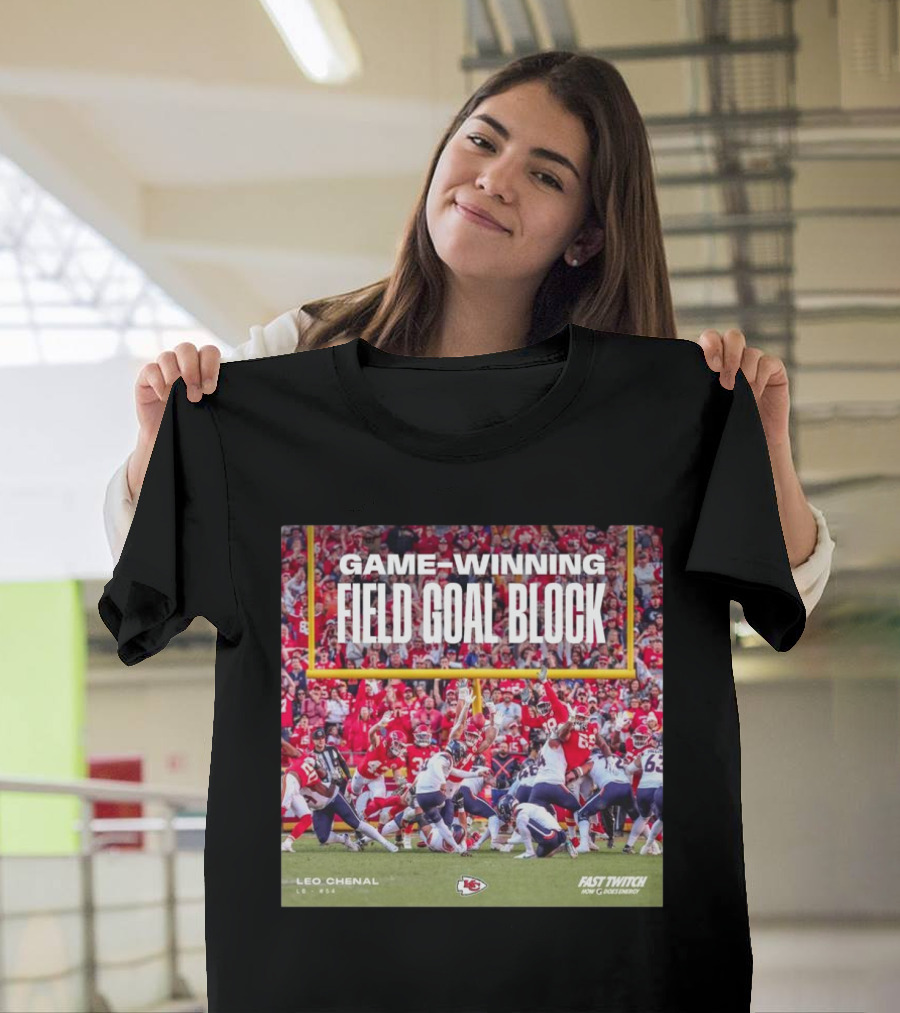 Game-Winning Field Goal Block Kansas City Chiefs Leo Chenal Fast Twitch NFL Partnership T-Shirt