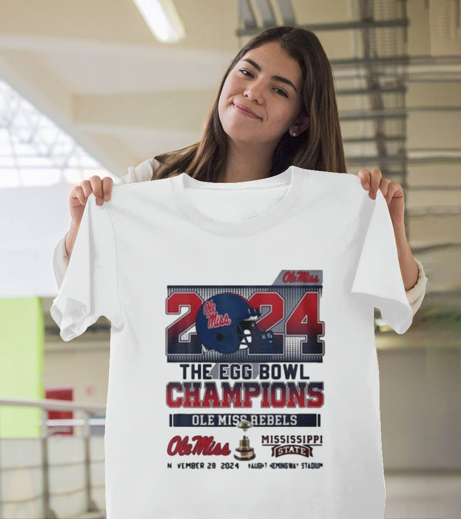 Ole Miss Rebels 2024 Egg Bowl Champions Mississippi State November 29 Vaught Hemingway Stadium T-Shirt