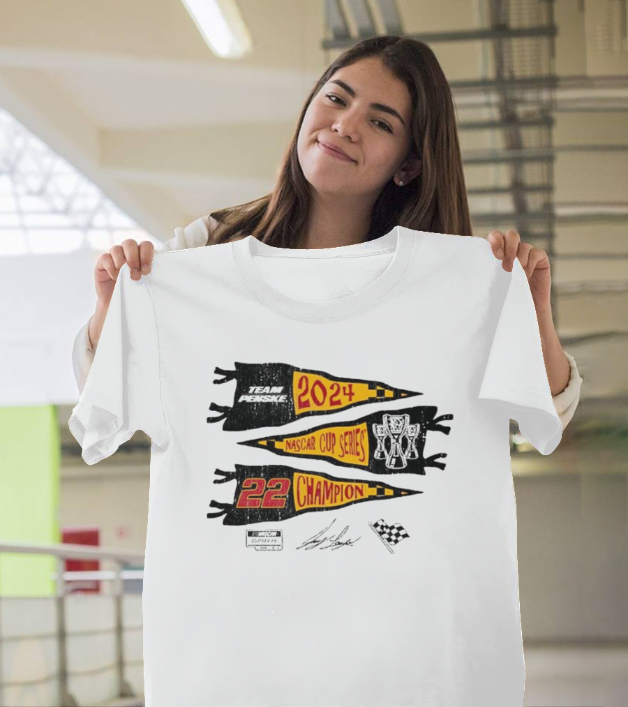 Team Penske 2024 NASCAR Cup Series 22 Champion Joey Logano Signature 3X Vintage T-Shirt