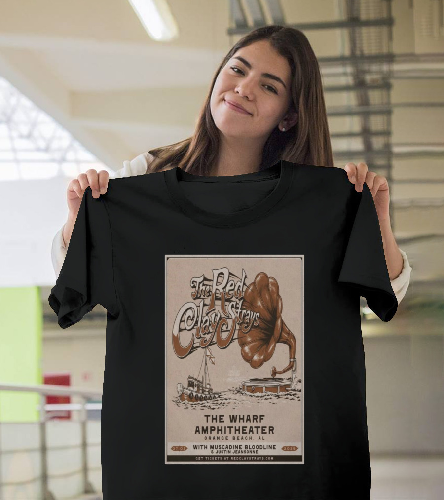 The Red Clay Strays The Wharf Amphitheater Orange Beach AL July 3 2024 with Muscadine Bloodline and Justin Jeansonne T-Shirt