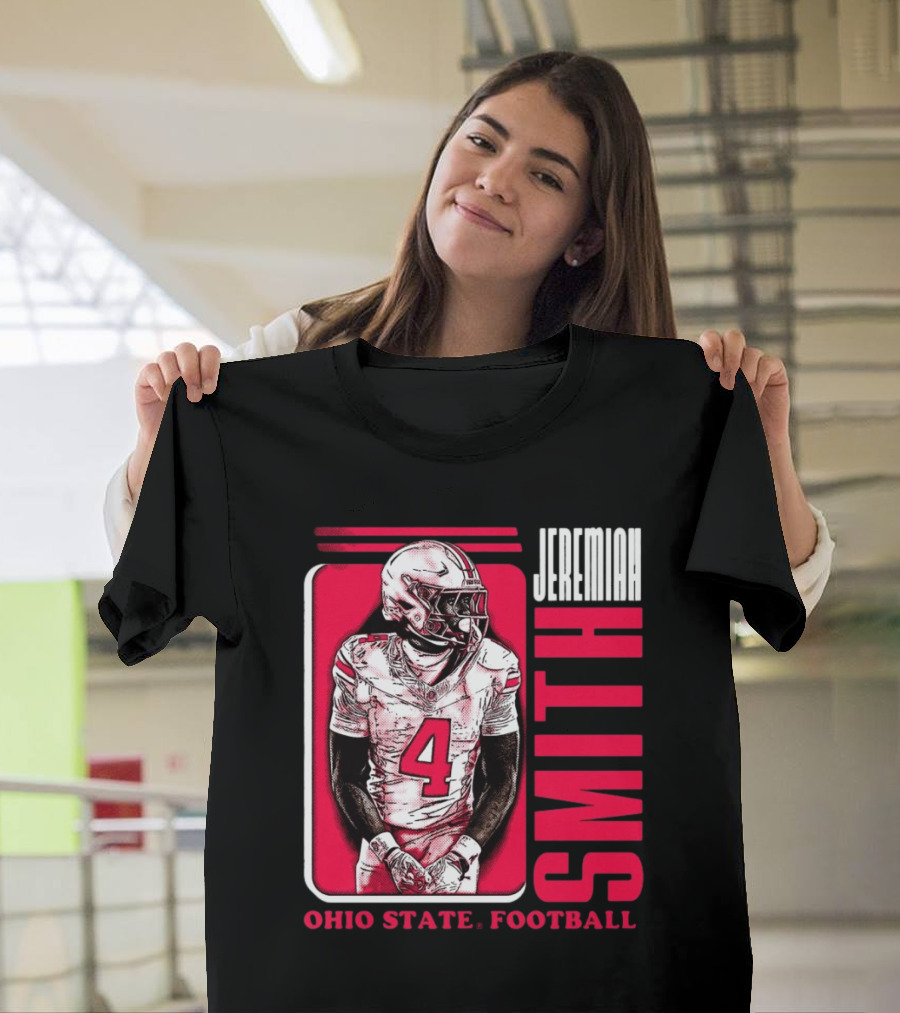 Jeremiah Smith Ohio State Football Number 4 Red Frame T-Shirt