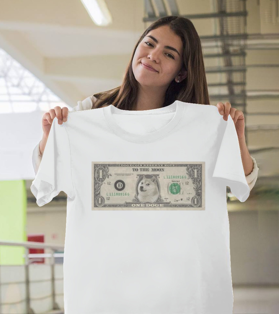 Dogecoin Reserve Note One Doge To The Moon Currency T-Shirt