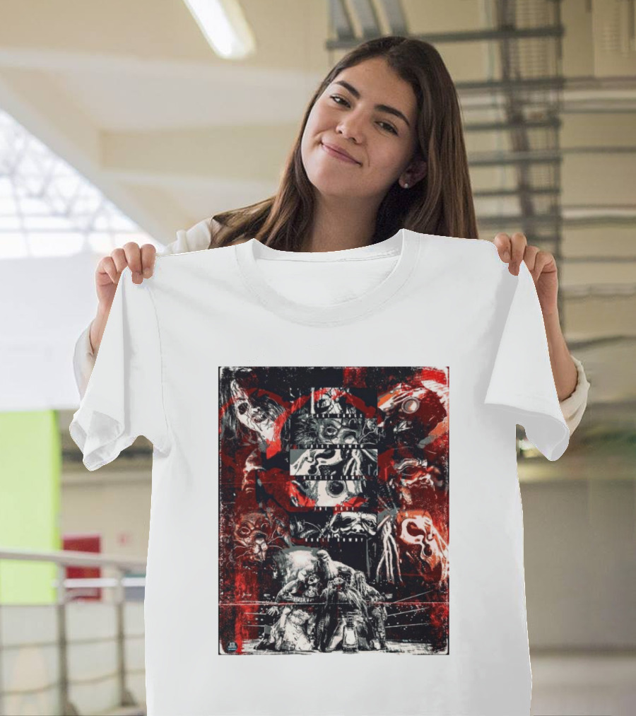 Wyatt Sicks Nikki Cross Erick Redbeard Joe Gacy Uncle Howdy Dexter Lumis WWE Horror Elements Collage T-Shirt