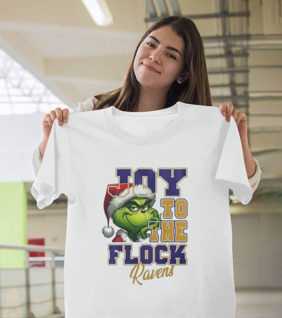 Joy To The Flock Ravens Merry Christmas The Grinch T-Shirt