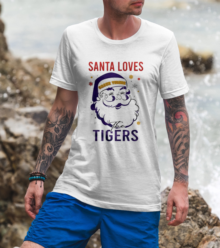 Santa Loves The LSU Tigers Christmas T-Shirt