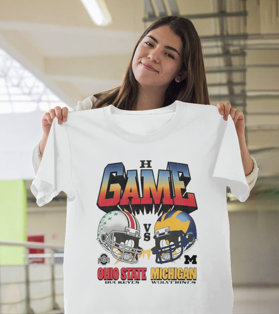 Ohio State Buckeyes Vs Michigan Wolverines The Game Football Rivalry 2024 Helmet Clash T-Shirt