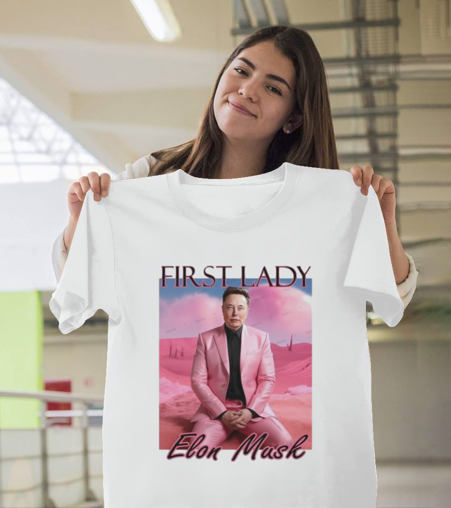 First Lady Elon Musk Pink Suit Portrait T-Shirt
