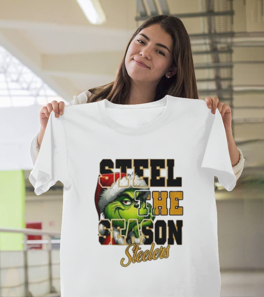 Steel the Season The Grinch Pittsburgh Steelers Merry Christmas T-Shirt