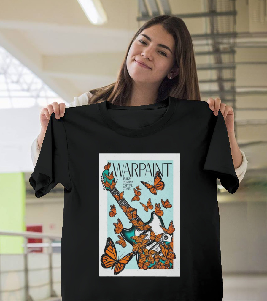 Warpaint Monarch Guitar Art Corona Capital Nov 15 2024 CDMX T-Shirt