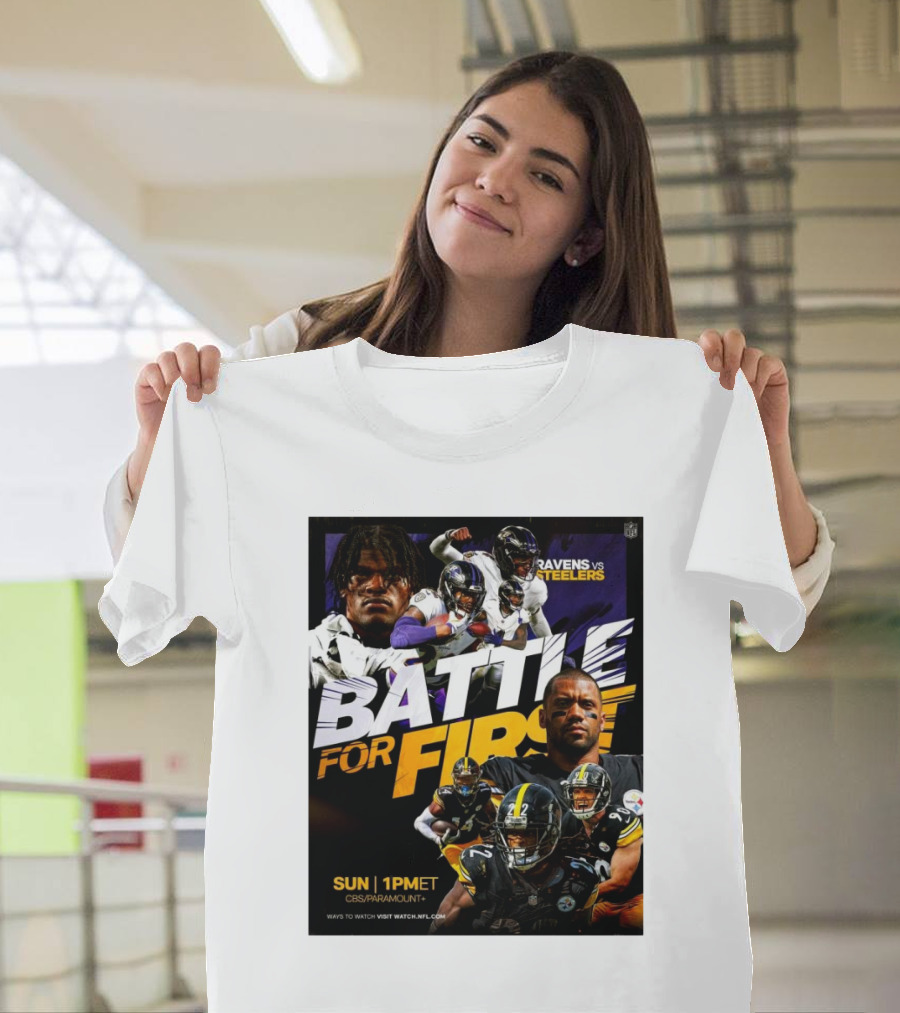 Ravens vs Steelers Battle for First Place AFC North Showdown Sun 1PM ET CBS Paramount Plus T-Shirt