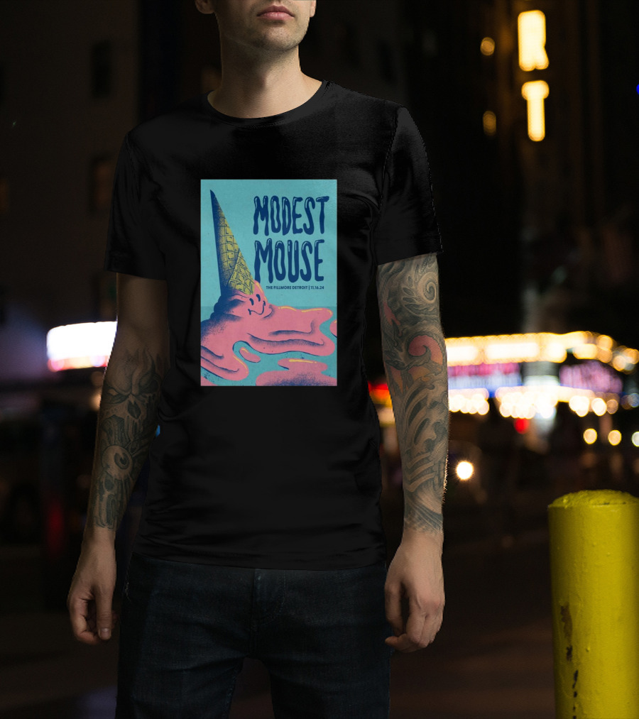 Modest Mouse The Fillmore Detroit 11.16.24 Melting Ice Cream Cone T-Shirt