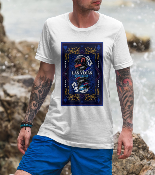 Williams Racing Las Vegas Grand Prix 2024 Card-Themed Design With Racing Helmets T-Shirt