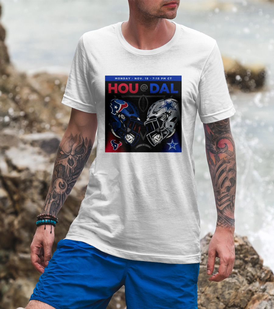 HOU At DAL Helmet Clash Monday Nov 18 7:15 PM CT Week 11 T-Shirt
