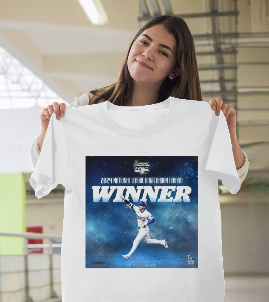 Los Angeles Dodgers 2024 National League Hank Aaron Award Winner Shohei Ohtani T-Shirt