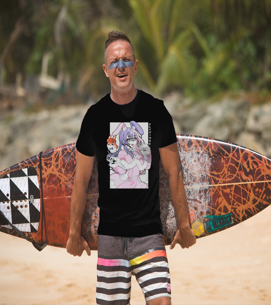 Gamersupps Punkalopi Crazy Usagi Japanese Text Anime Bunny Girl Holding Knife T-Shirt