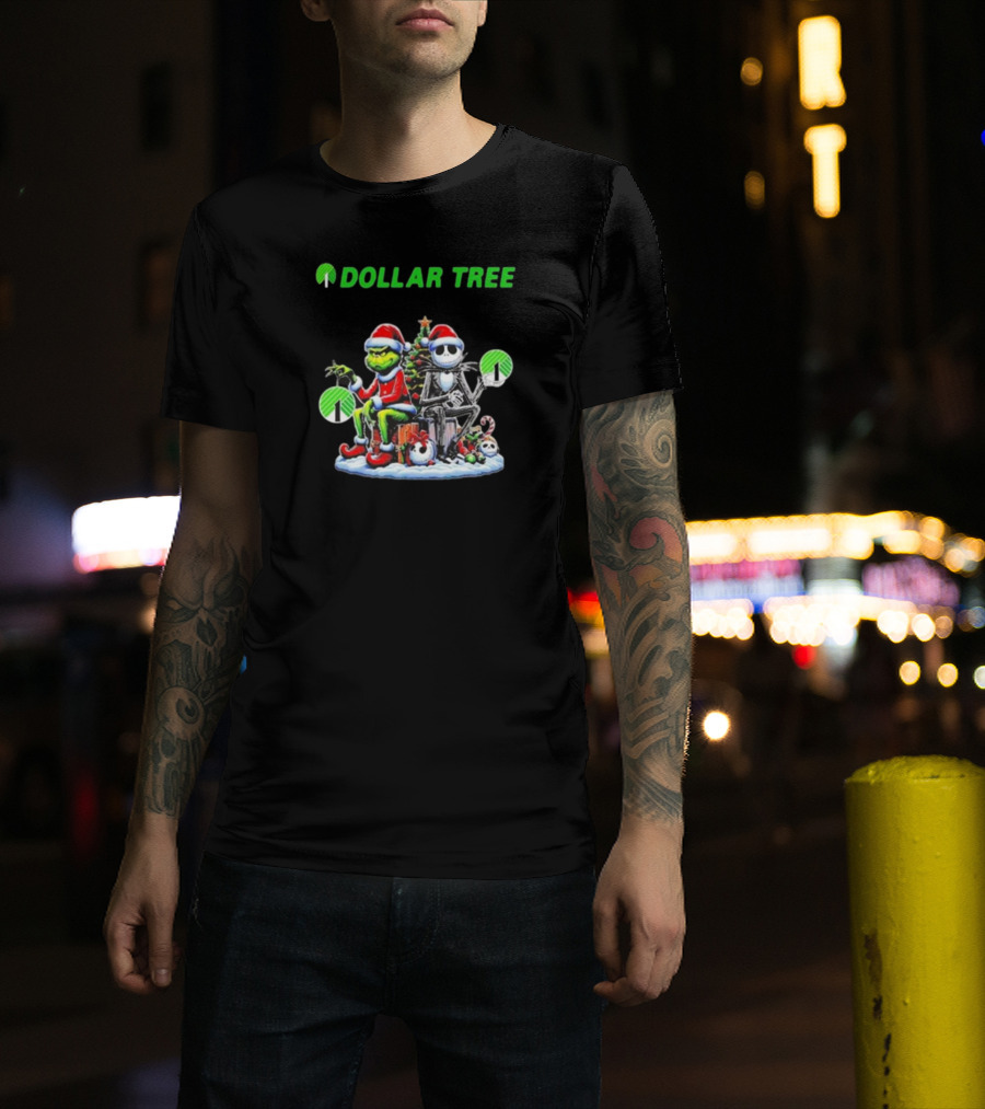 Grinch And Jack Skellington Santa Dollar Tree Christmas T-Shirt