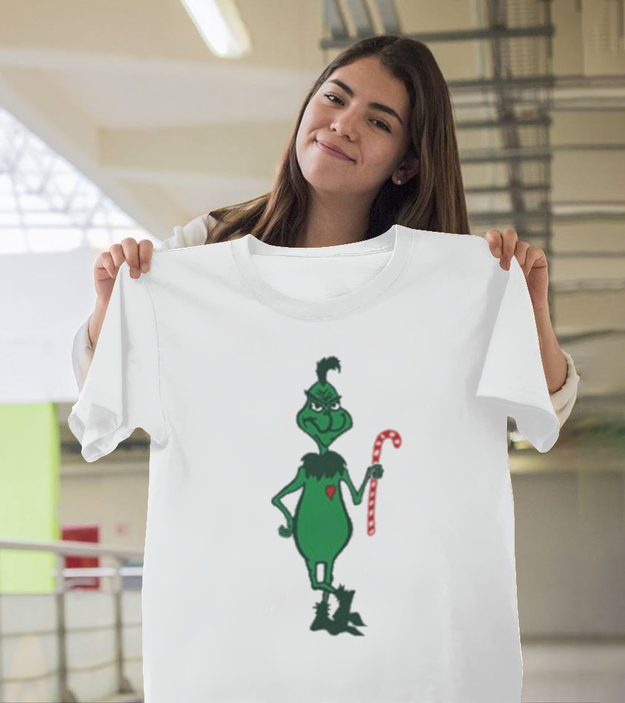 Grinch Holding Candy Cane Trey Anastasio Christmas T-Shirt