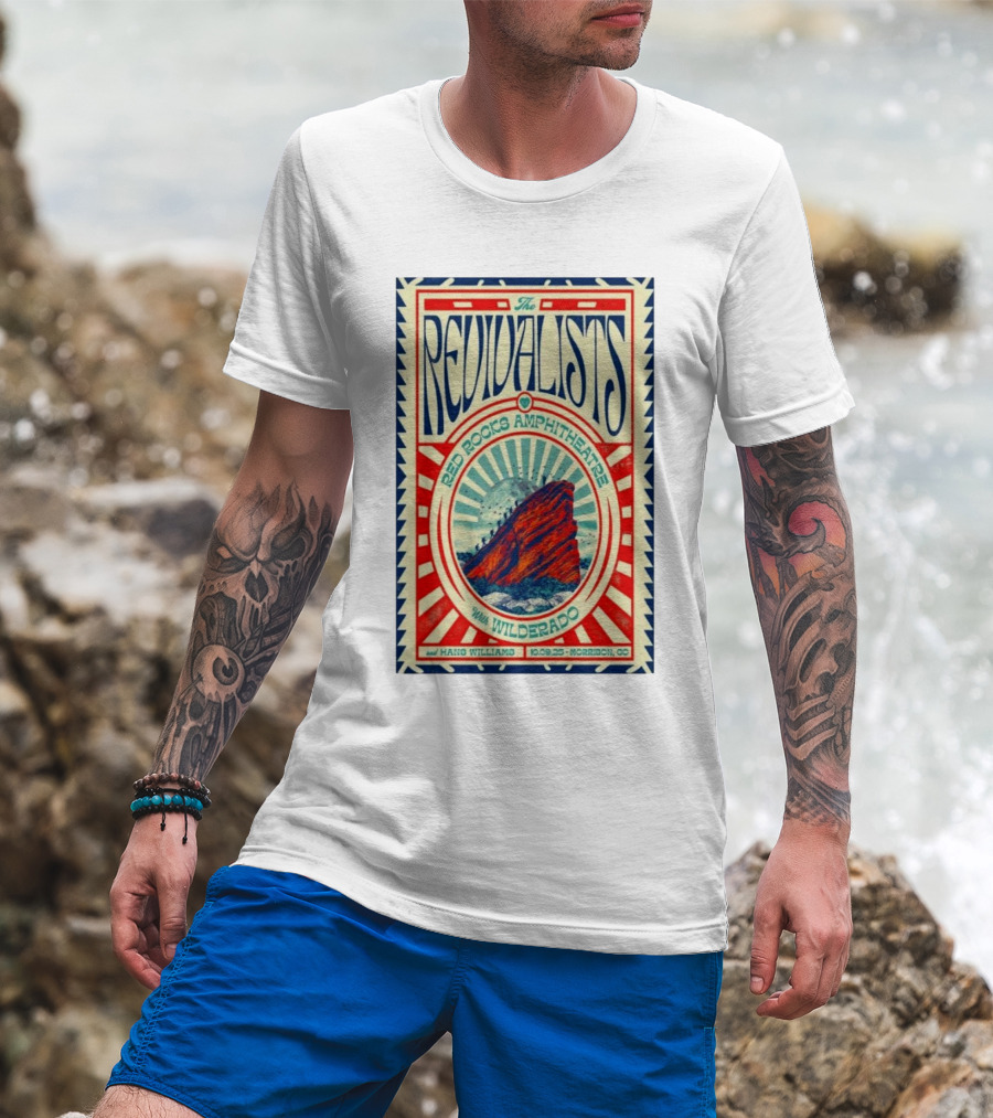 The Revivalists Red Rocks Amphitheatre Featuring Wilderado Oct 9 2025 Morrison CO T-Shirt