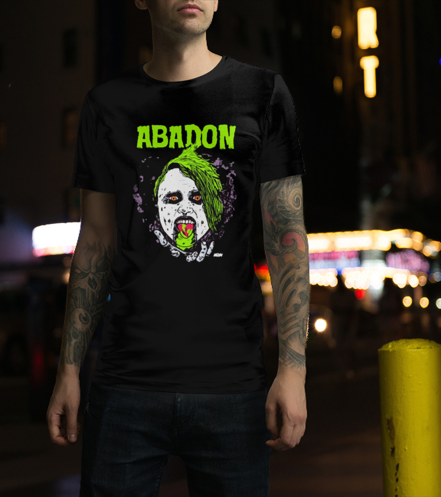 Abadon AEW Neon Green Zombie Face I Can Never Die T-Shirt