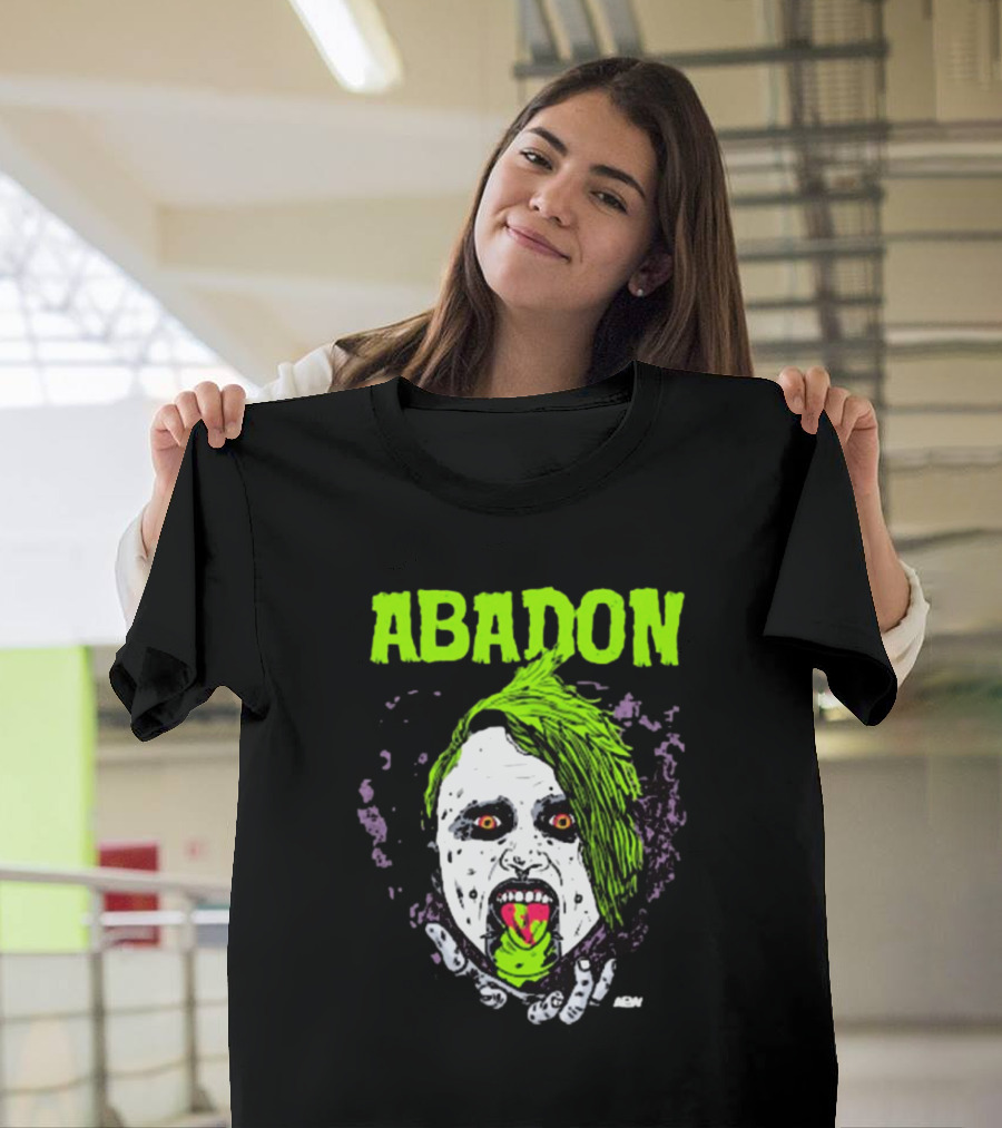 Abadon AEW Neon Green Zombie Face I Can Never Die T-Shirt