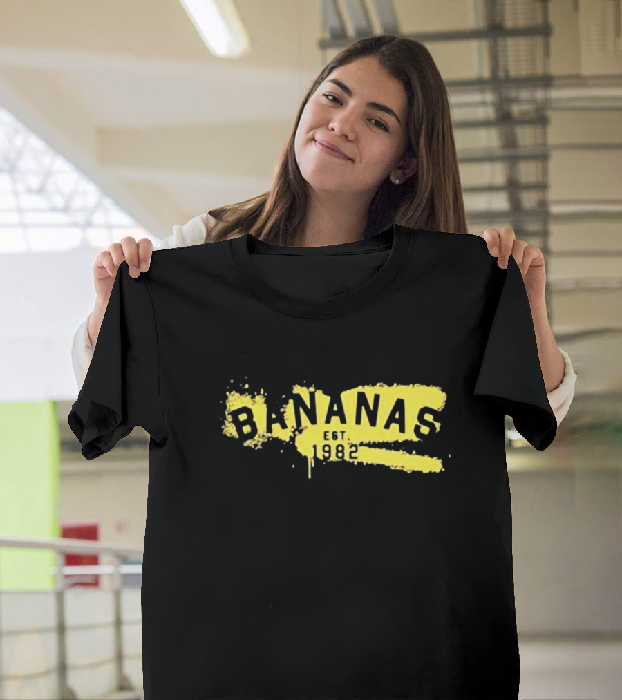 Johnny Bananas Bananas Est 1982 Graffiti Style Yellow Paint Splash T-Shirt