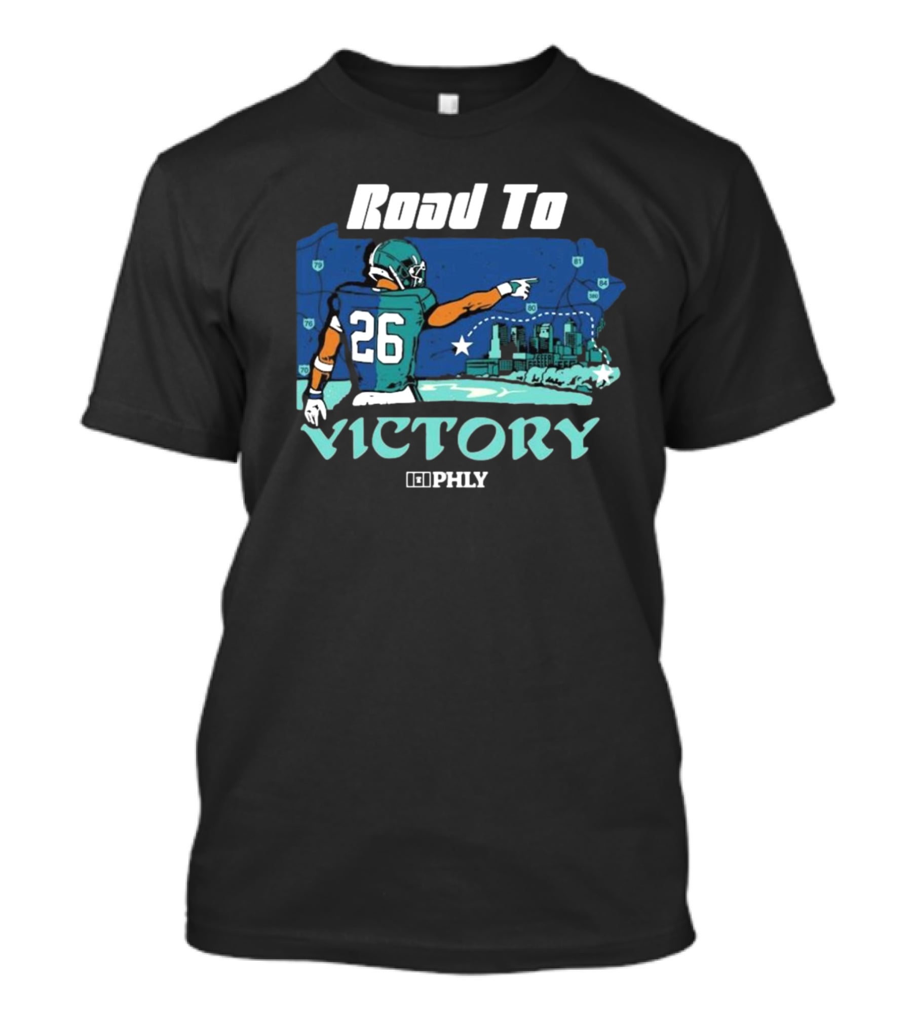 Philadelphia Eagles Road To Victory Saquon Barkley PHLY NFL T-Shirt