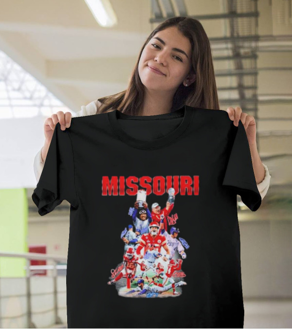 Missouri Chiefs Royals Cardinals Players Signatures T-Shirt