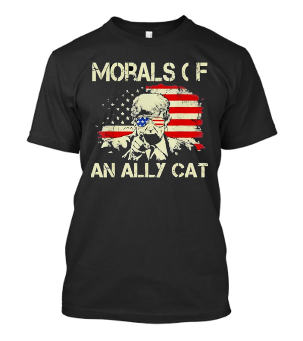 Morals Of An Ally Cat Trump Patriot American Flag Sunglasses T-Shirt