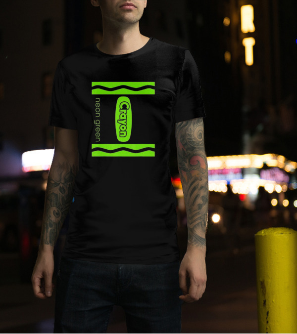 Neon Green Crayon Box Halloween Costume Couple Groups T-Shirt